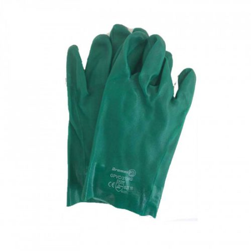 GLOVES PVC GREEN TEXTURED H/D OPEN CUFF 27CM