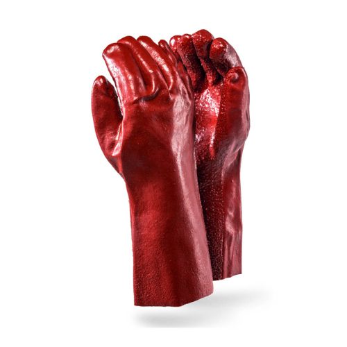 RED PVC HEAVY DUTY ELBOW TERRY PALM GLOVES