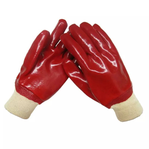 RED PVC KNIT WRIST GLOVES
