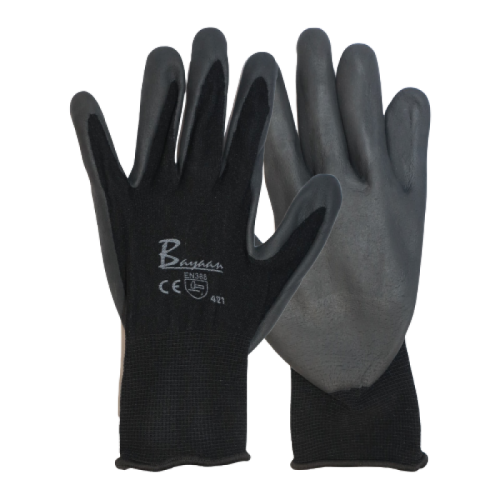 BAYAAN BLACK PU NYLON INTERLOCK LINER KNIT WRIST GLOVE