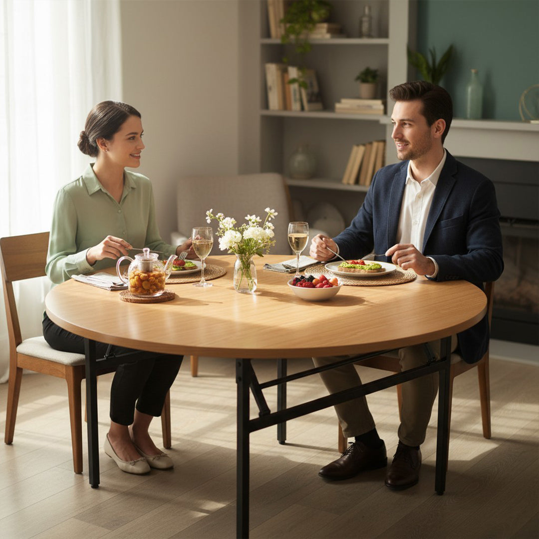 1.8M ROUND WOODEN TABLE