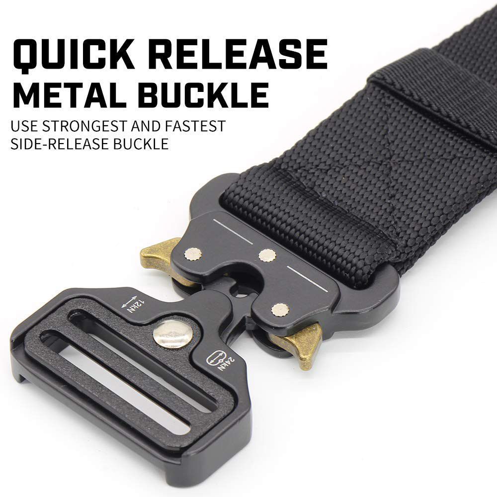 HEAVY DUTY METAL BUCKLE MILITARY TACTICAL WAIST BELT BLACK
