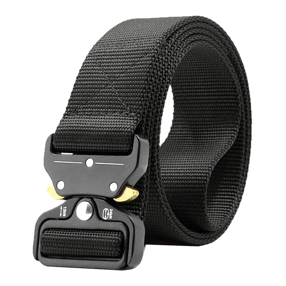 HEAVY DUTY METAL BUCKLE MILITARY TACTICAL WAIST BELT BLACK
