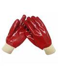 RED PVC KNIT WRIST GLOVES