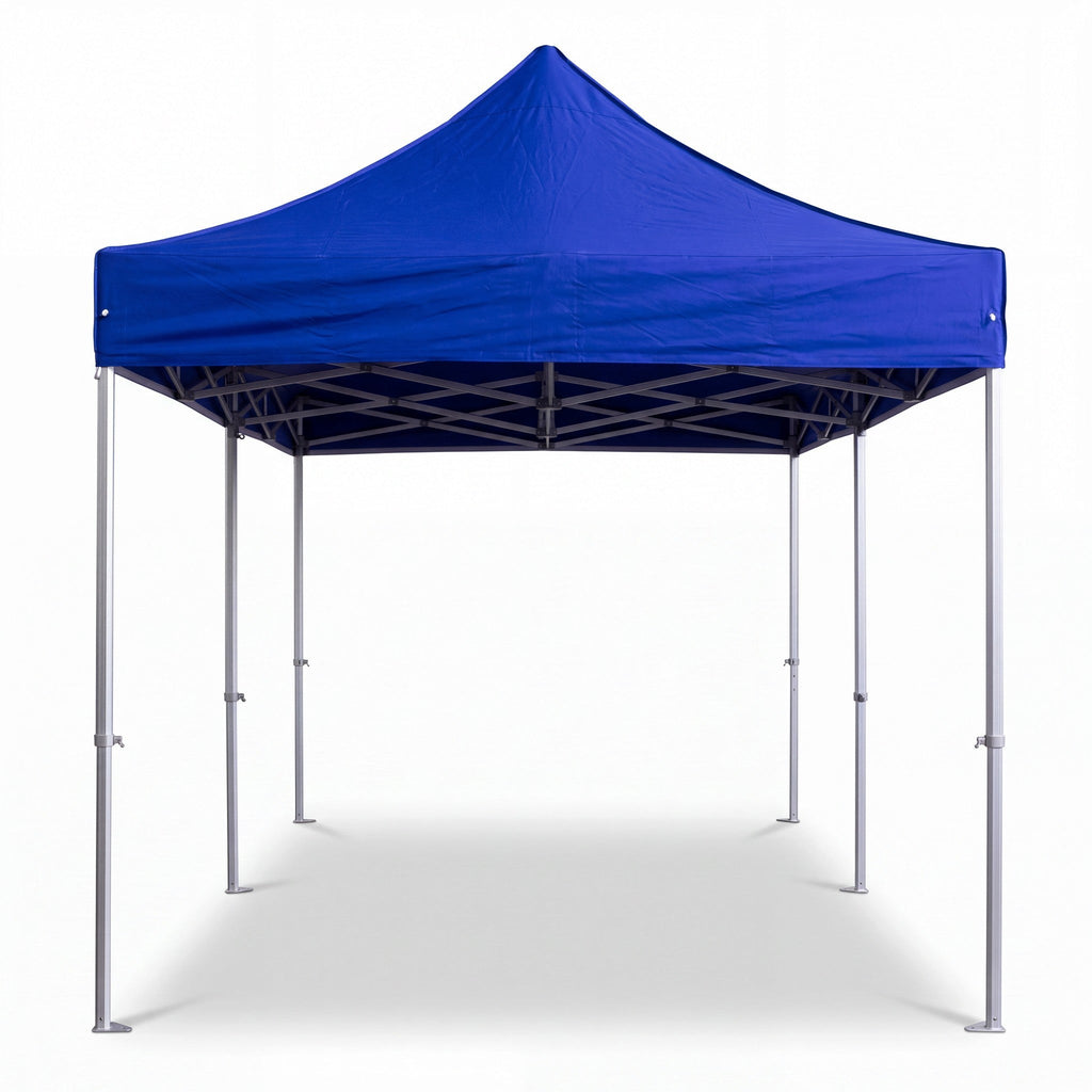 Army Stores blue pop-up canopy event shelter with a sturdy metal frame for outdoor gatherings and vendor booths.