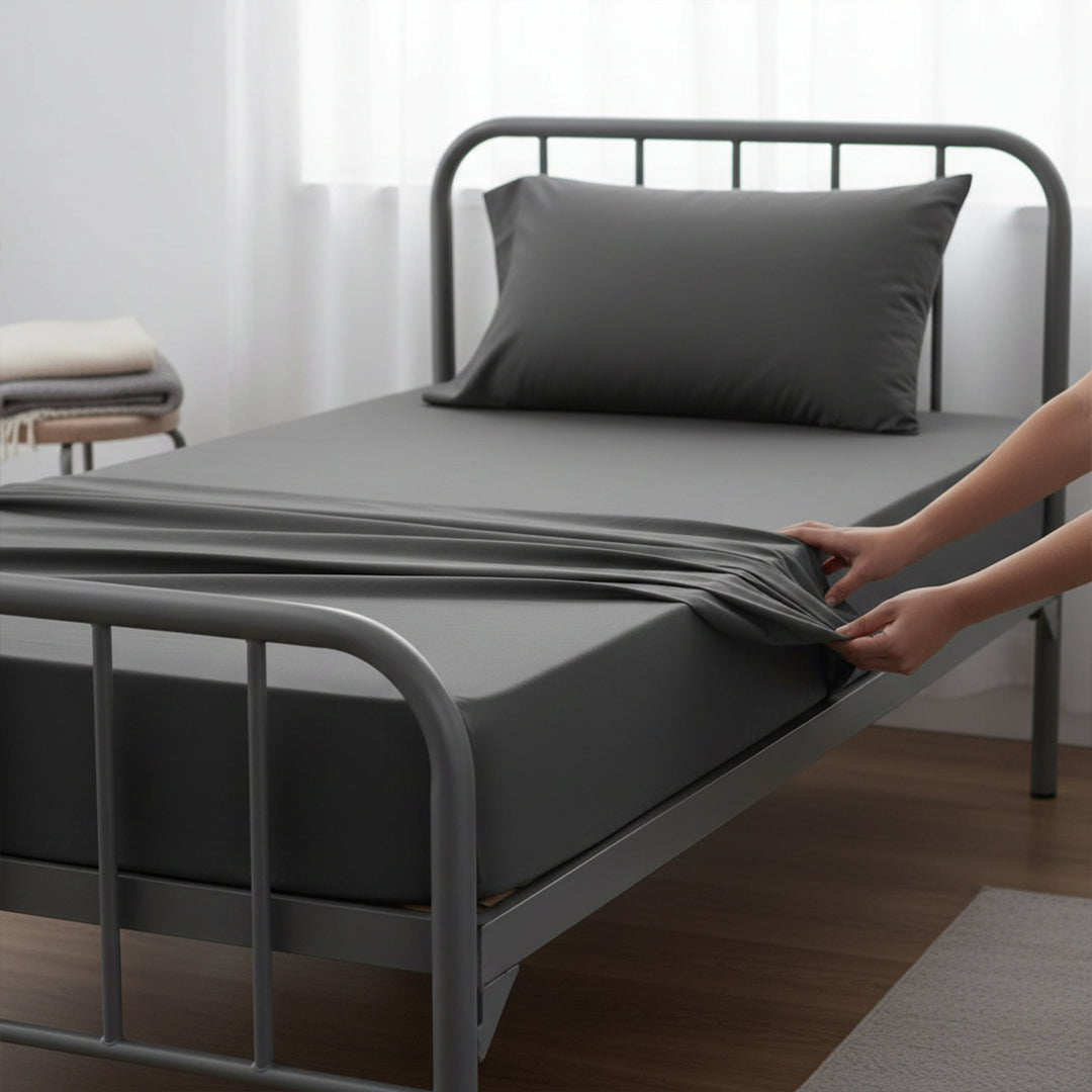 LINEN MATTRESS COVER AND PILLOW CASE SINGLE