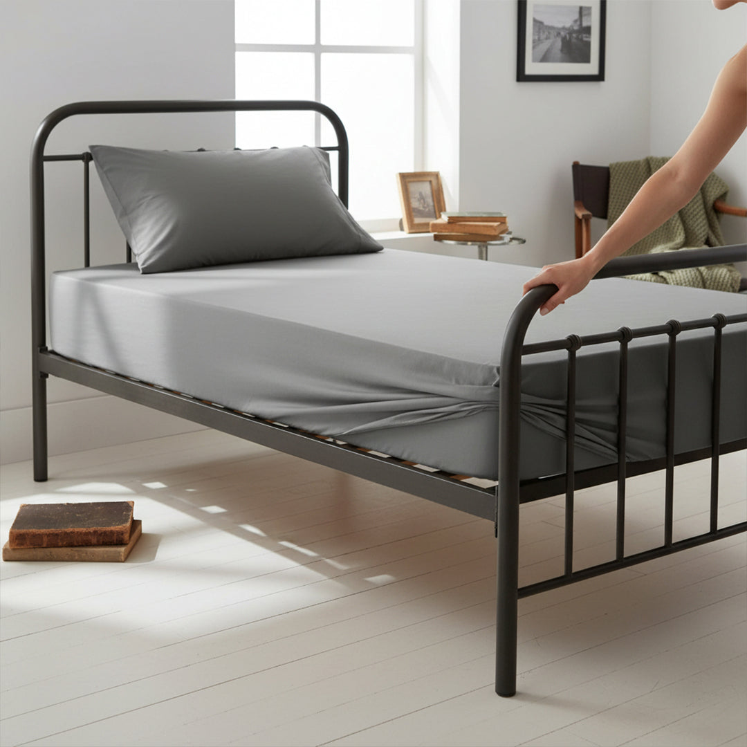 LINEN MATTRESS COVER AND PILLOW CASE SINGLE