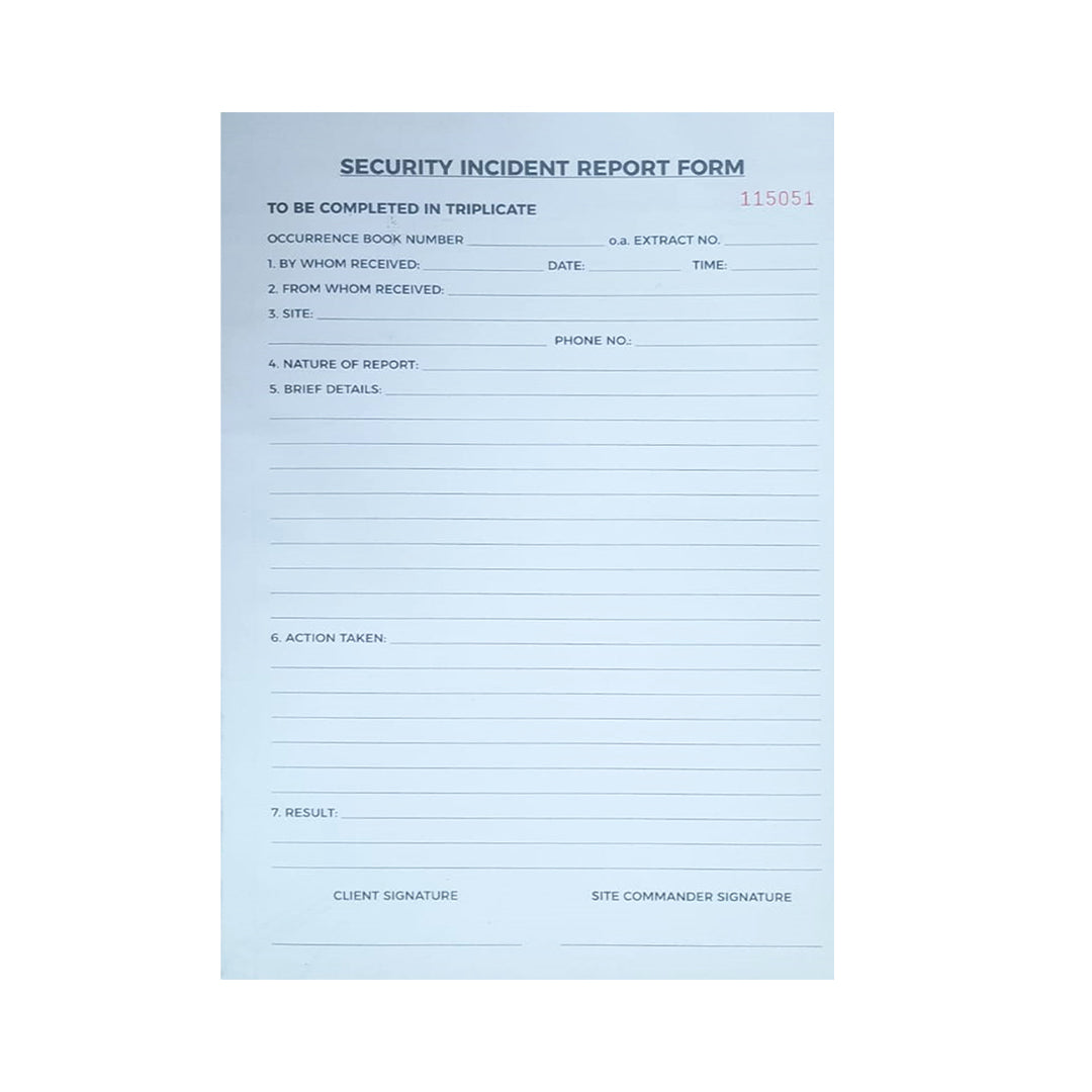 INCIDENT REPORT BOOK