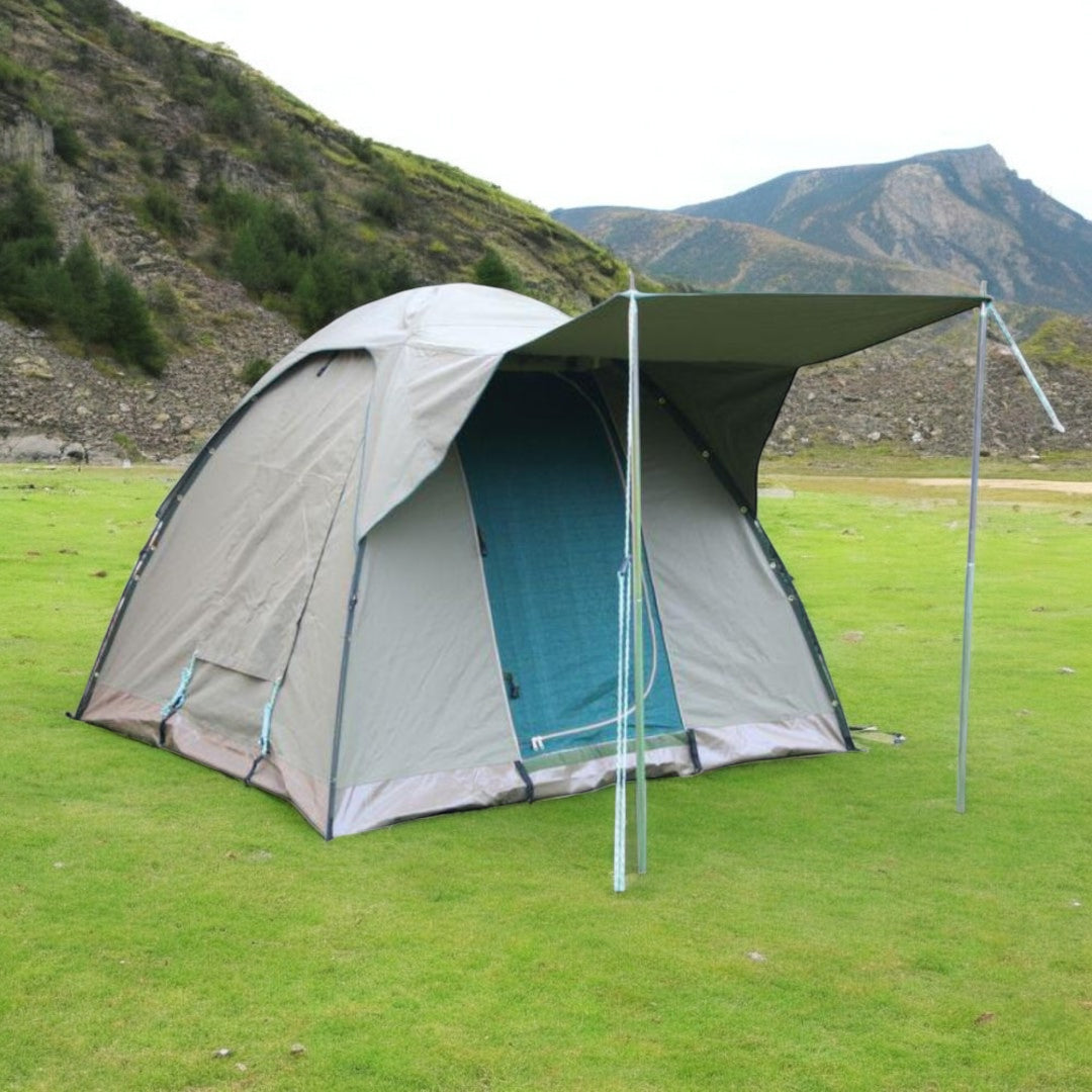 3M X 3M CANVAS BOW TENT WITH VERANDA