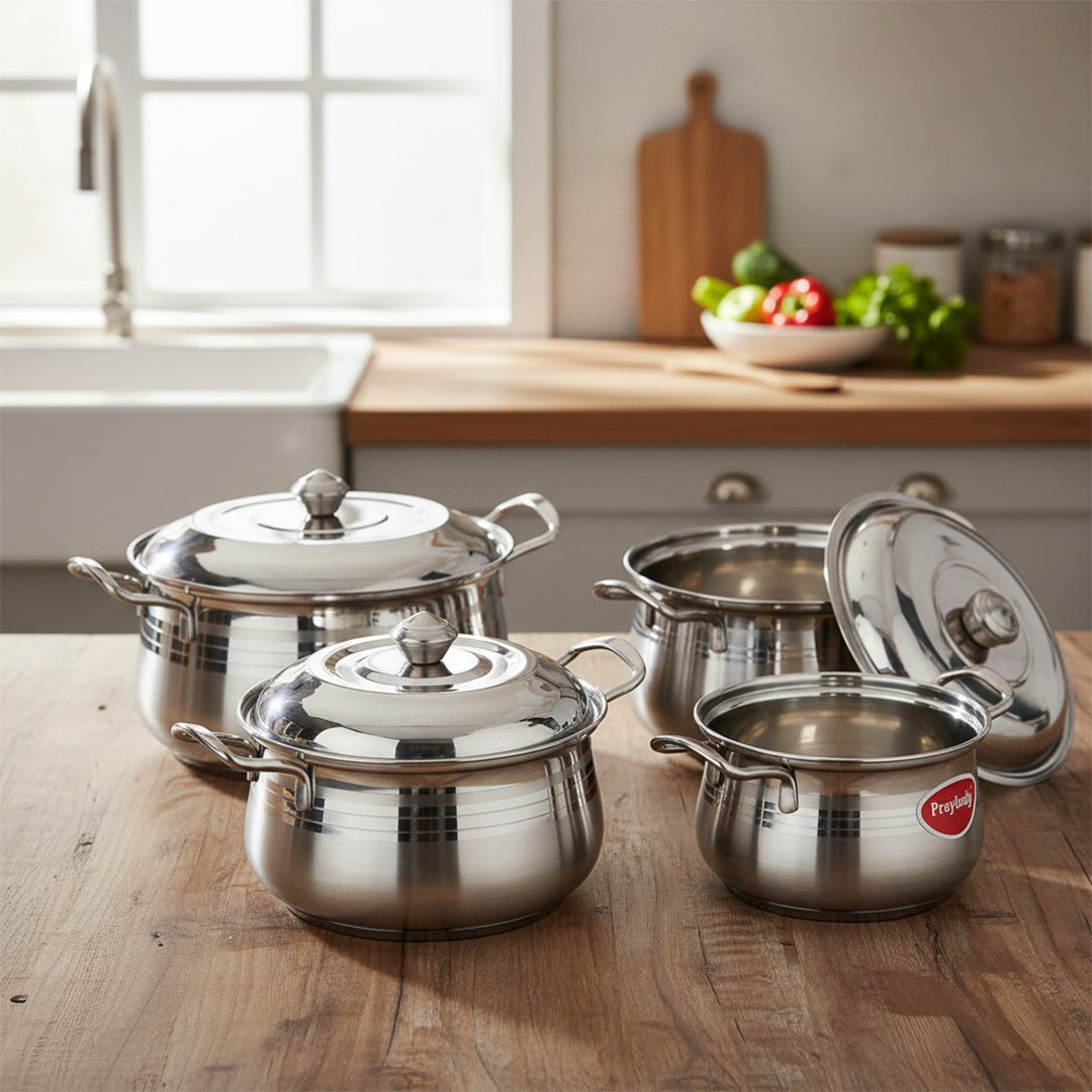 VICTORIA STAINLESS STEEL 4PCE POT SET